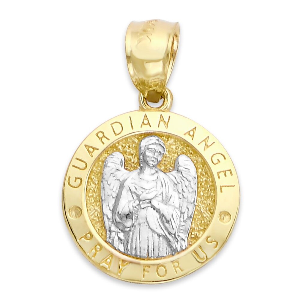 Solid 10k Gold Guardian Angel Pendant - Religious Jewelry Gifts for Protection
